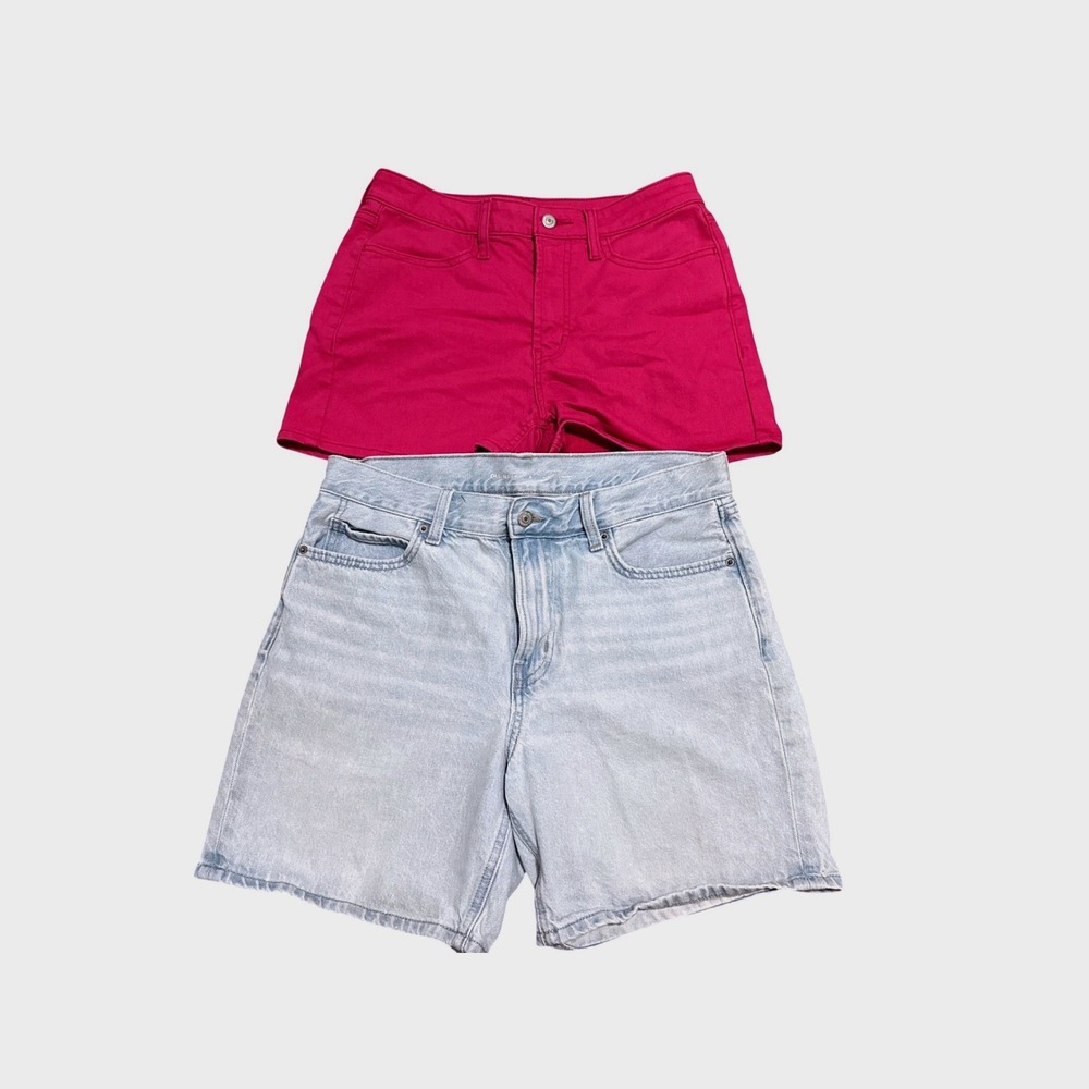 2 Old Navy Women's Denim Shorts Slouchy Striaght‎ Light Wash, High Rise WOW Sz 8